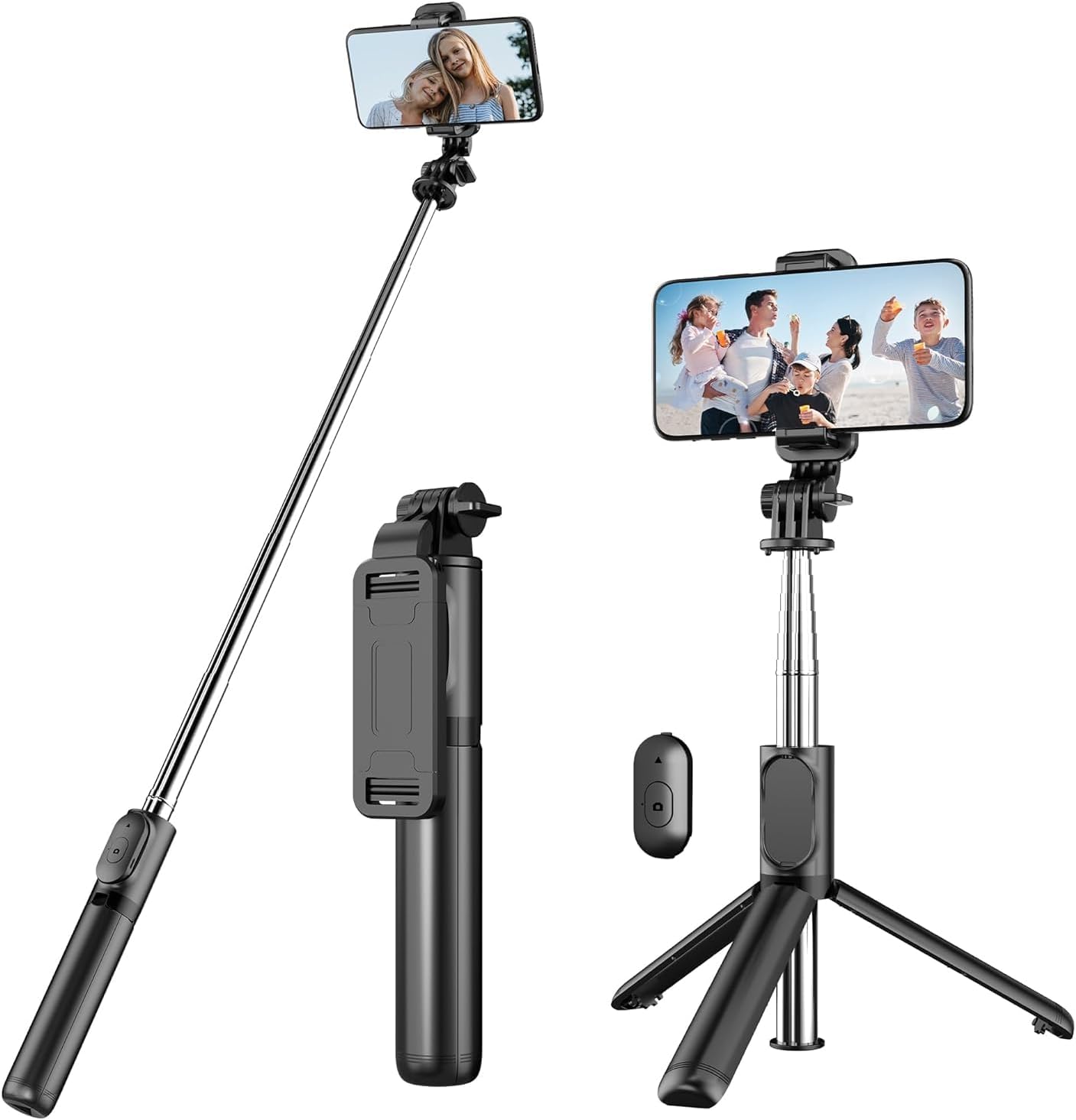 Wireless 4 in 1 Selfie Stick Tripod with Light & Bluetooth Remote
