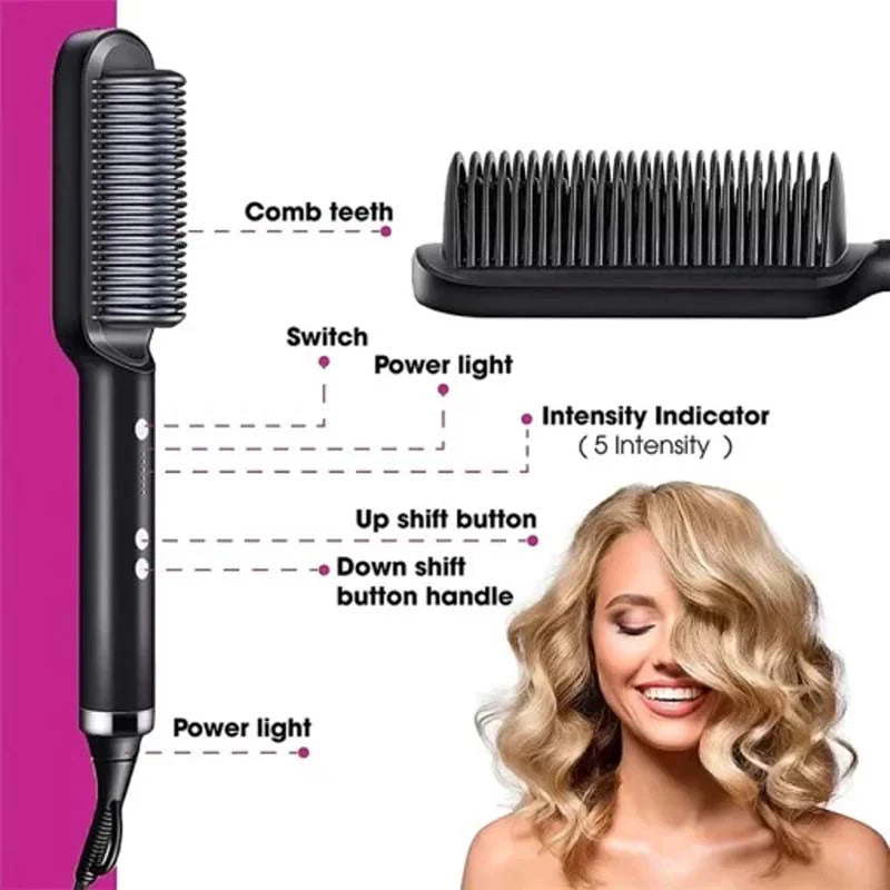 Electric Hair Straightening Comb – Fast Heating & Anti-Scald